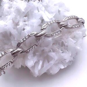 MINT Judith Ripka Sterling Silver & Diamonique Statement Link Bracelet 8”